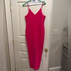 Likely Hot Pink Spaghetti-Strap Long Dress